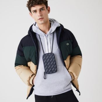 Lacoste Chantaco Signature Piqué Leather Smartphone Neck Pouch - Taška Pánské Tmavě Blankyt Blankyt